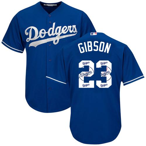 Dodgers #23 Kirk Gibson Blue Team Logo Fashion Stitched MLB Jersey